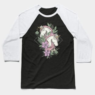 twin unicorn illustration Baseball T-Shirt